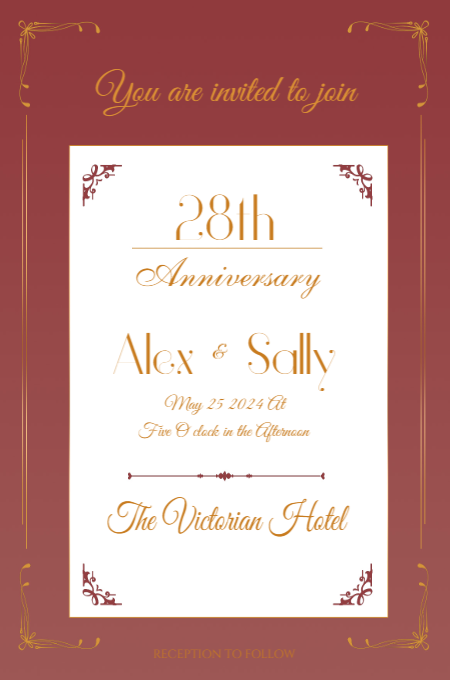 Anniversary 14 invitation template