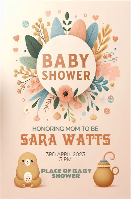 Baby Shower 65 invitation template