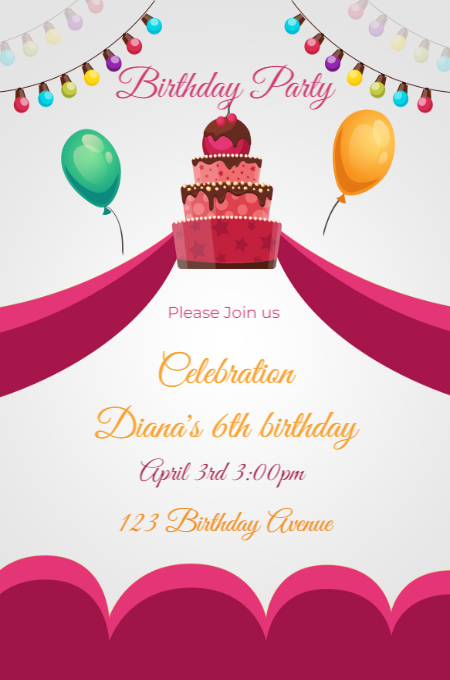 Birthday 6 invitation template