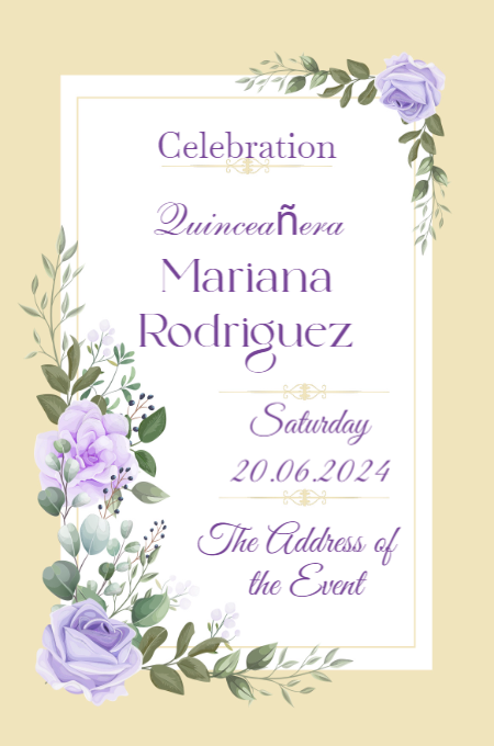 Quinceañera 5 invitation template