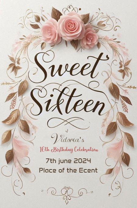 Sweet Sixteen 5 invitation template