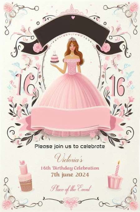 Sweet Sixteen 6 invitation template