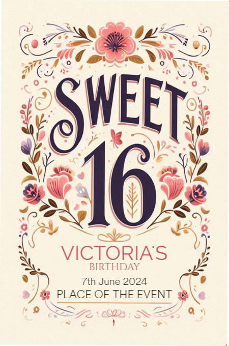 sweet sixteen 14 invitation template