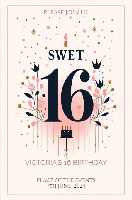 sweet sixteen 19 invitation template