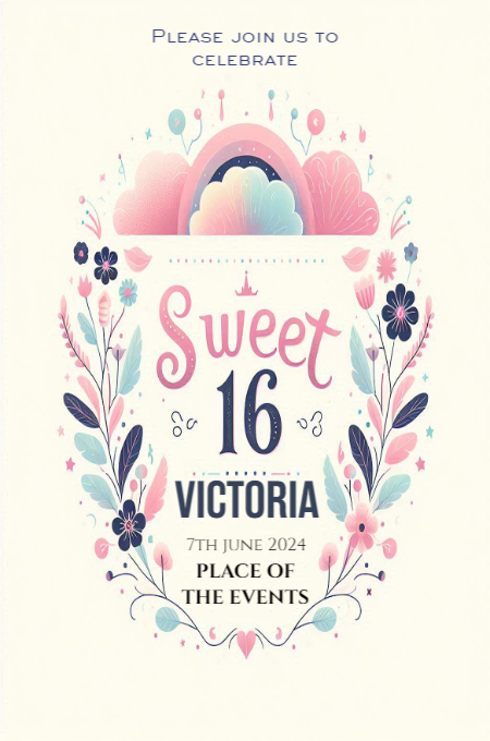 sweet sixteen 23 invitation template