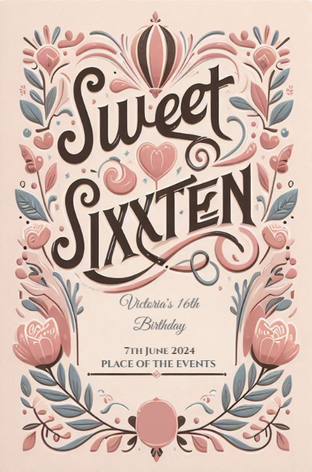 sweet sixteen 32 invitation template