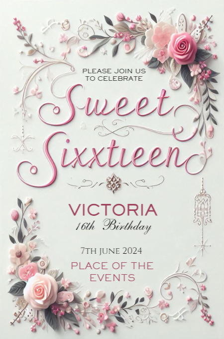 sweet sixteen 33 invitation template