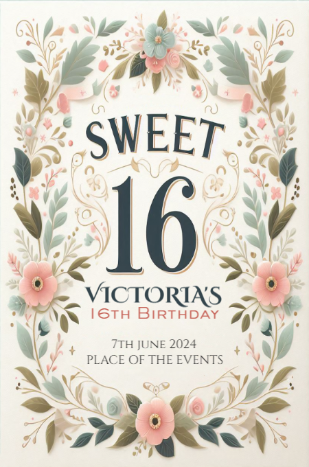 sweet sixteen 35 invitation template