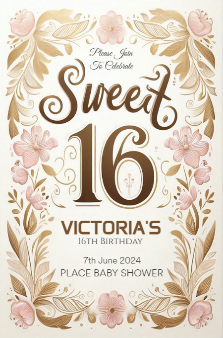 sweet sixteen 39 invitation template