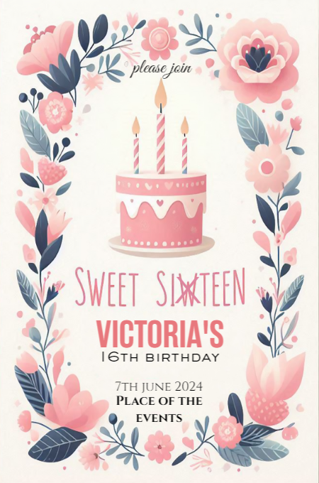 sweet sixteen 47 invitation template